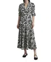 Ghost London Madi Crepe Floral Midi Dress In Black