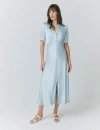 Ghost London Madison Short Sleeve Satin Midi Dress In Blue