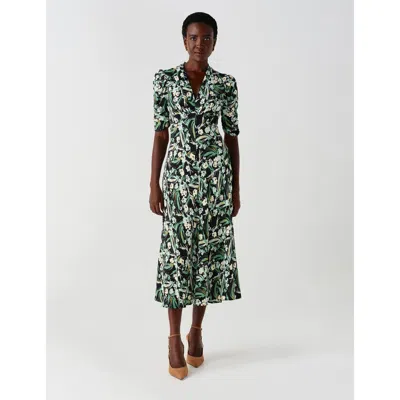 Ghost London Mia Crepe Midi Tea Dress In Multi