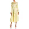 Ghost London Mindy Womens Tie Front Long Sleeve Cocktail Dress In Yellow