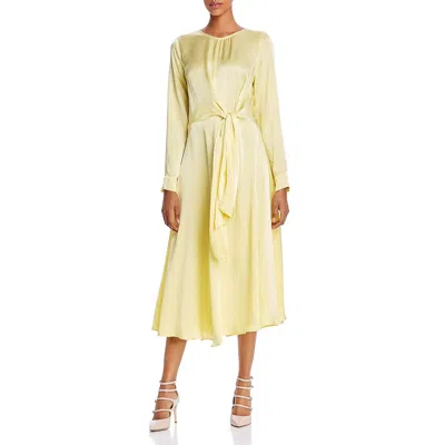 Ghost London Mindy Womens Tie Front Long Sleeve Cocktail Dress In Yellow