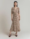 Ghost London Minnie Crepe Printed Shirred Tea Dress In Multi