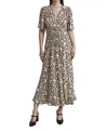 Ghost London Minnie Crepe Printed Shirred Tea Dress In Animal Print