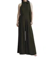 Ghost London Myla Crepe Halter Neck Wide Leg Jumpsuit In Black