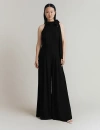 Ghost London Myla Crepe Halter Neck Wide Leg Jumpsuit In Black