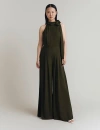 Ghost London Myla Crepe Halter Neck Wide Leg Jumpsuit In Black