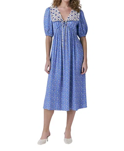 GHOST LONDON NELLIE CREPE COLLARED MIDI SMOCK DRESS