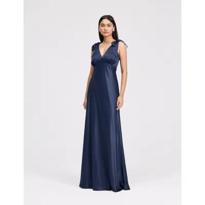 Ghost London Nora Tie Shoulder Satin Maxi Dress In Multi