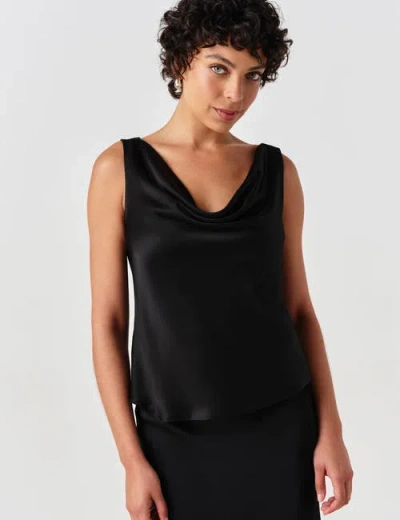 Ghost London Nyla Cowl Neck Satin Top In Black