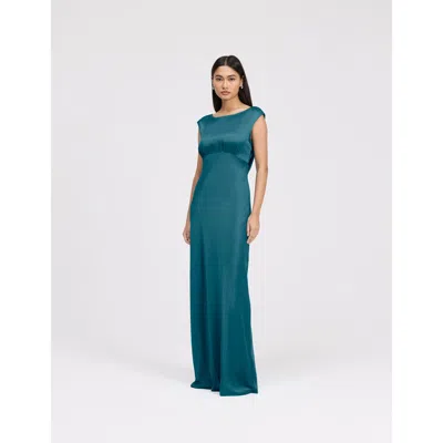Ghost London Octavia Cowl Back Satin Maxi Dress In Green