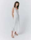 Ghost London Palm Satin Midi Slip Dress In White