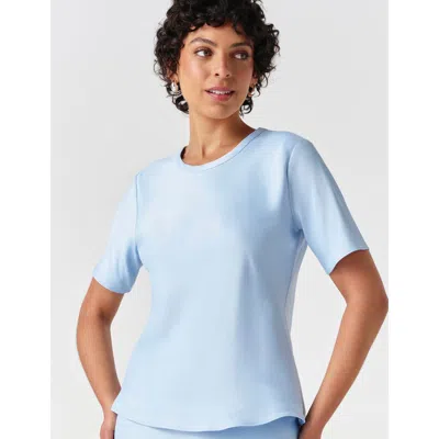 Ghost London Ria Short Sleeve Satin Top In Blue