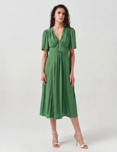 Ghost London Rosalie Angel Sleeve Crepe Midi Dress In Green