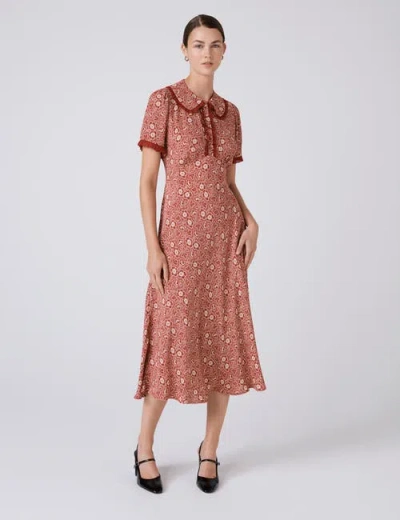 Ghost London Taylor Floral Crepe Midi Tea Dress In Pink