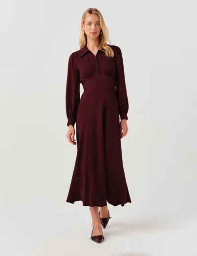 Ghost London Wendy Crepe Collared Midi Dress In Brown