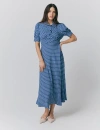 Ghost London Wilma Crepe Polka Dot Midi Tea Dress In Blue