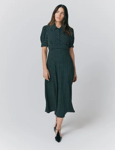Ghost London Wilma Crepe Polka Dot Midi Tea Dress