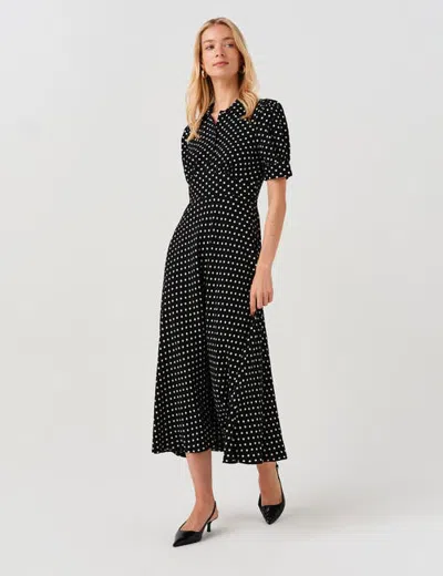 Ghost London Wilma Spot Midi Tea Dress In Black