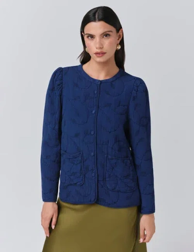 Ghost London Zara Crepe Button Through Jacket In Blue
