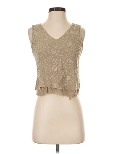 Pre-owned Ghost Tank Top Tan Plunge Neckline Tops