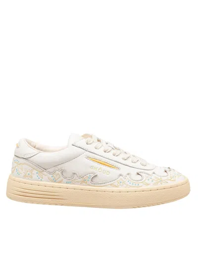 Ghoud Embroidered Lido Leather Sneakers In Nude