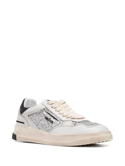 Ghoud Ghōud Low Top Sneakers With Glitter Details In Argento E Nero