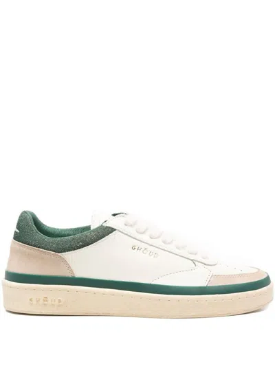 Ghoud Pads Crack Leather Sneakers In White