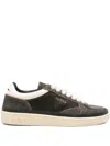 Ghoud Textured Black Leather Low-top Sneakers In Brown