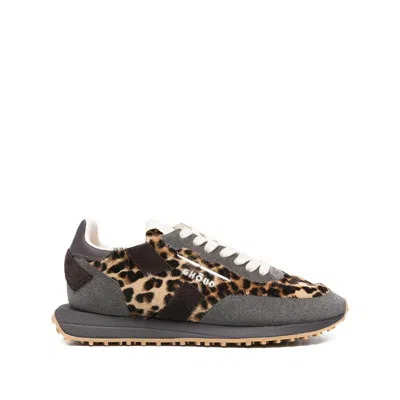 Ghoud Animal-print Panelled Sneakers In Brown