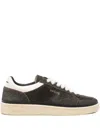 Ghoud Textured Black Leather Low-top Sneakers In Black
