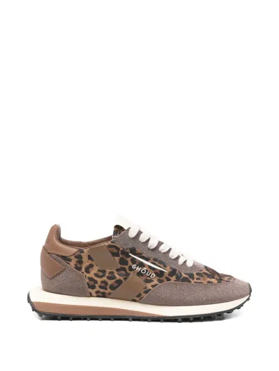 Ghoud Leopard-print Lace-up Sneakers In Brown