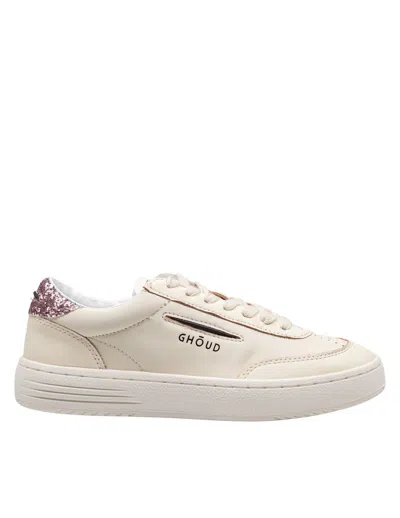 Ghoud Lido Sneakers In Ivory And Pink Leather In Ivory/pink