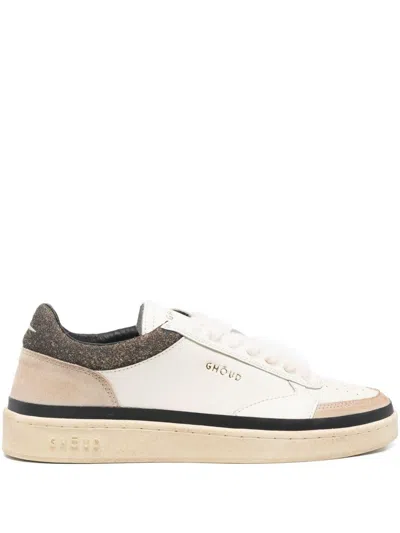 GHOUD 'PADS' SNEAKERS IN WHITE AND BROWN LEATHER GHOUD