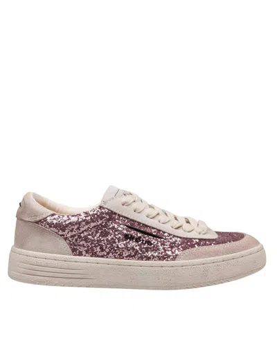 Ghoud Pink Lido Suede And Glitter Sneakers In Glitter/pink