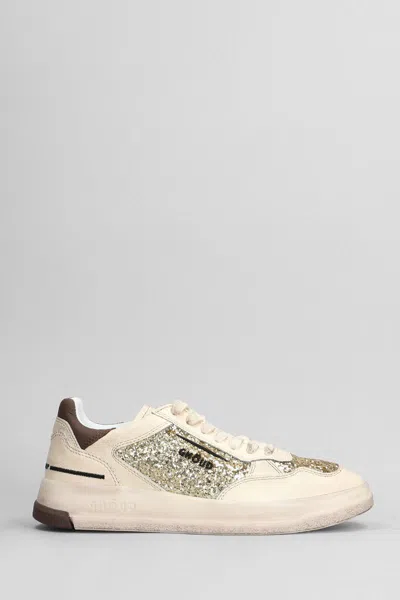 Ghoud Tweener Sneakers In Beige Leather In Gold/brown