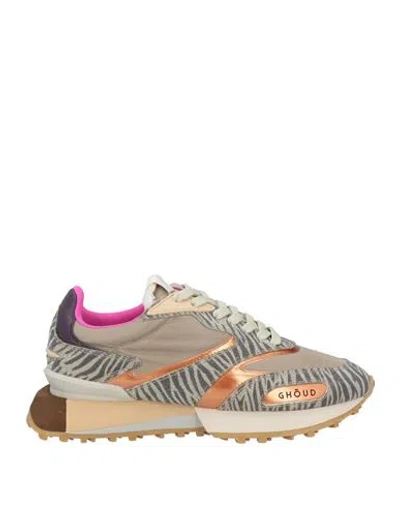 Ghoud Venice Ghōud Venice Woman Sneakers Khaki Size 8 Textile Fibers, Leather In Beige