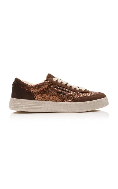 Ghoud Venice Lido Glittered Suede Sneakers In Brown