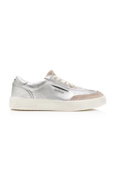 Ghoud Venice Lido Metallic Leather Sneakers In Silver