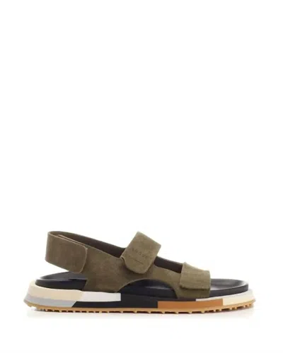 Ghoud Women's Atelier Velcro Straps Sandal In Military Green Suede