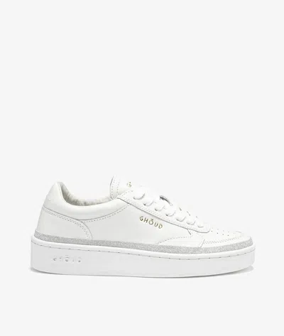 Ghoud Women's Pads Sneaker In White Silver Glitter