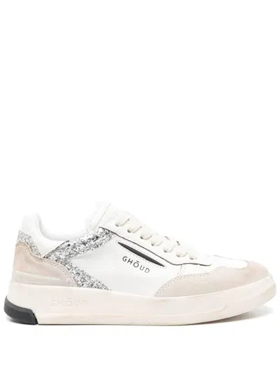 Ghoud Women's Tweener Low Boomerang Sneakers In Glitter White /silver In Animal Print