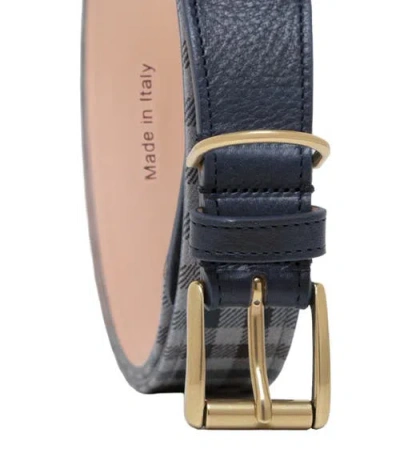 Ghurka Classic Check Twill Genuine Leather Trim Belt In White