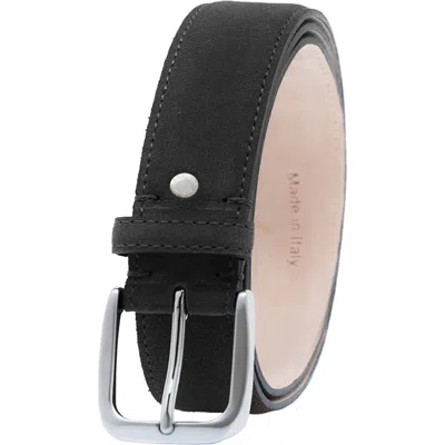 Ghurka Handcrafted Genuine Suede Leather Belt In Black
