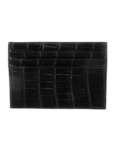 Pre-owned Ghurka Leather Animal Print Card Holder W/ Tags In Black