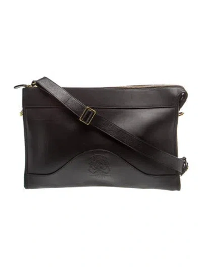 Pre-owned Ghurka Leather Messenger Bag In Black