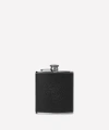 Ghurka Leather Wrapped Flask In Black