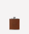 Ghurka Leather Wrapped Flask In Brown
