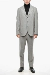 Gi Capri District Check Virgin Wool Side Vents Notch Lapel Suit In Gray