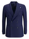 Gi Capri Double-breasted Jacket In Virgin Wool In Blue