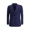 Gi Capri Double-breasted Jacket In Virgin Wool In Blue